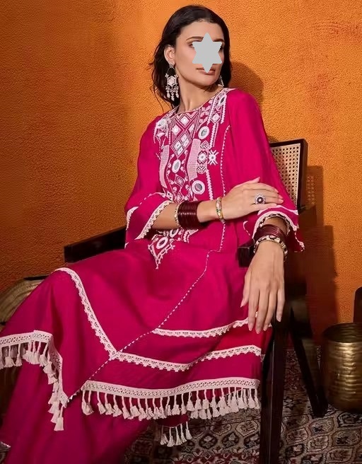 Embroidered Elegance Kurta - This name emphasizes the sophisticated and decorative of the kurta, highlighting its embroidered features #Womens kurta sets #kurta sets#co-ord sets Color 1 (KS137)