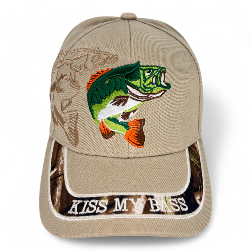 Mens Baseball Cap Hook and Loop Adjustable Outdoors Bass Fishing - Main Image