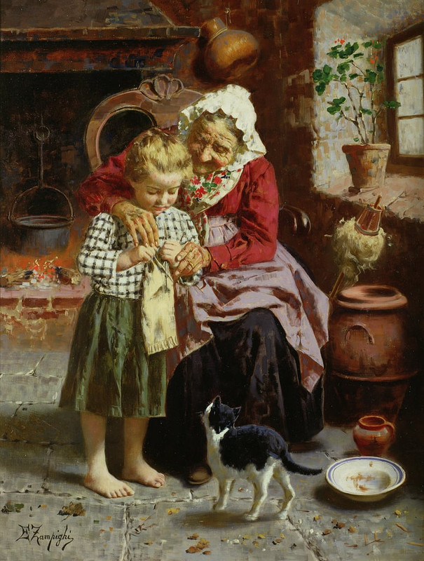 1-Eugenio-Zampighi-Her-First-Lesson-Meister-Drucke-227813