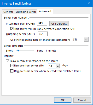 POP3 Settings