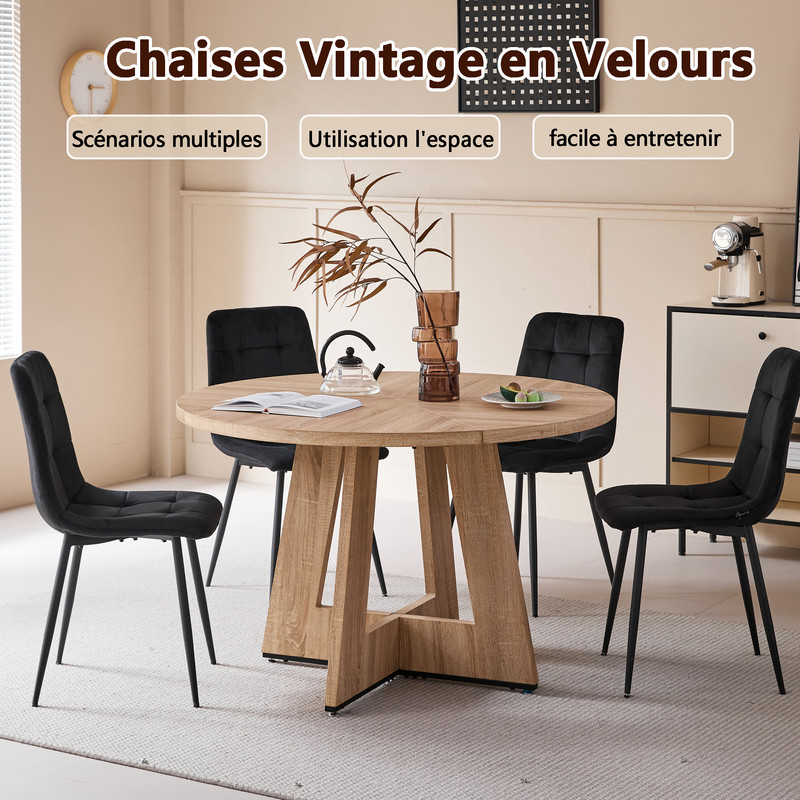 Ensemble de 4 chaises en velours hollandais