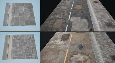 Unreal Engine Marketplace - "Road" - Materials and Decals (4.2x)