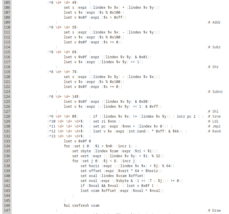 A screenshot of hosted and highlighted TCL source code.