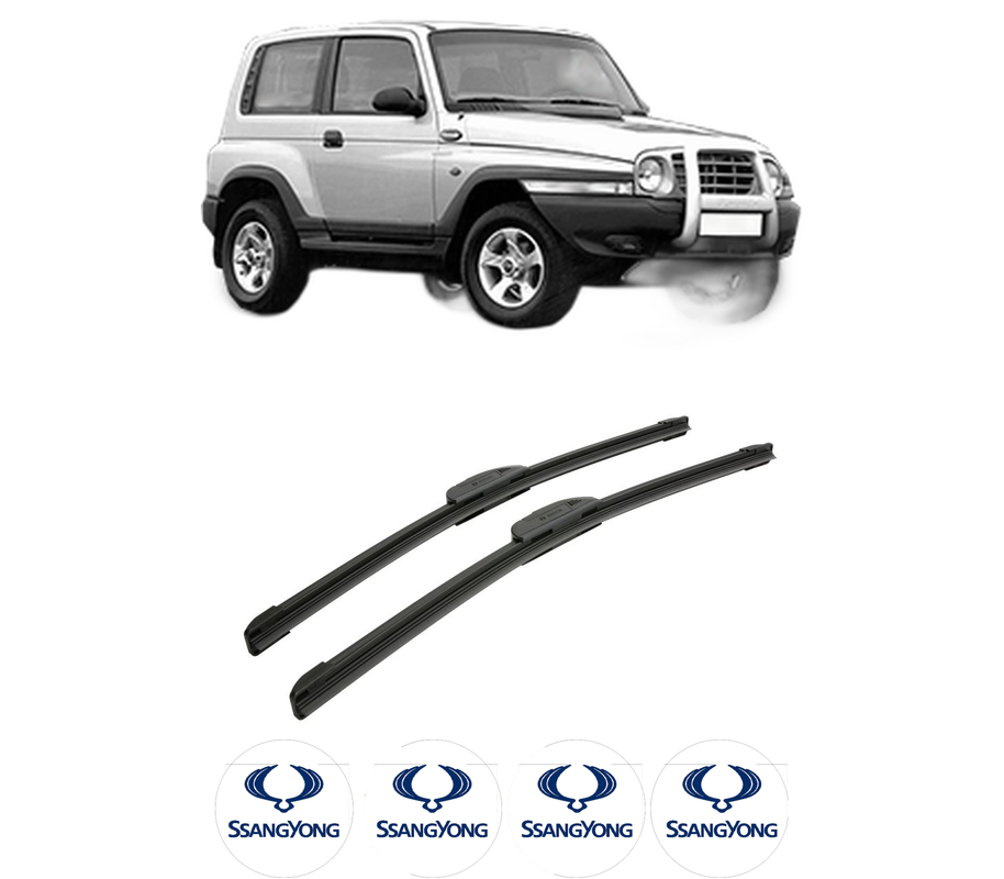 Set stergatoare auto SSANGYONG KORANDO (KJ) din 1996-2006, pentru parbriz auto, 2 bucati, Bosch Aerotwin Retrofit, din cauciuc siliconat rezistent, 4 Stickere Auto SSANGYONG