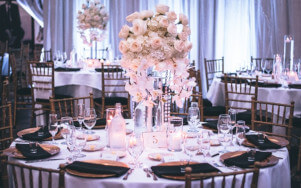 beautiful flowers on dinner table