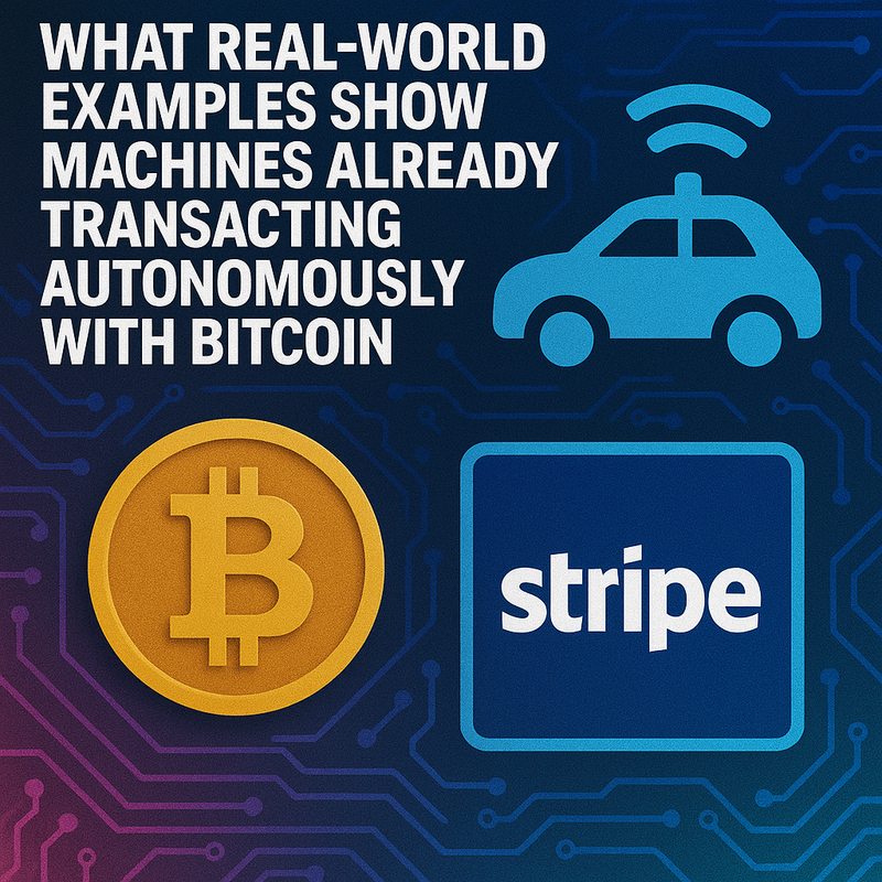 What real-world examples show machines already transacting autonomously with Bitcoin