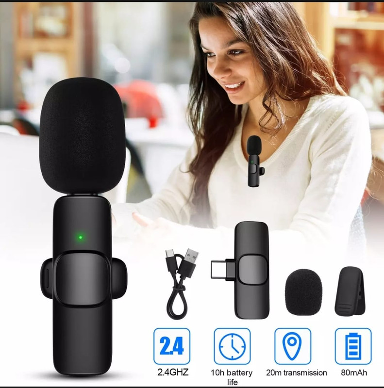 K8 Wireless Microphone for YouTube Vlogging, Video Recording Online Classes with Noise Cancellation Mic Supports ( Type C)
