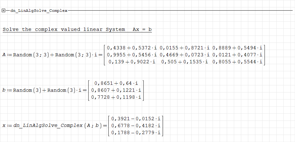 Solve a complex valued linear System