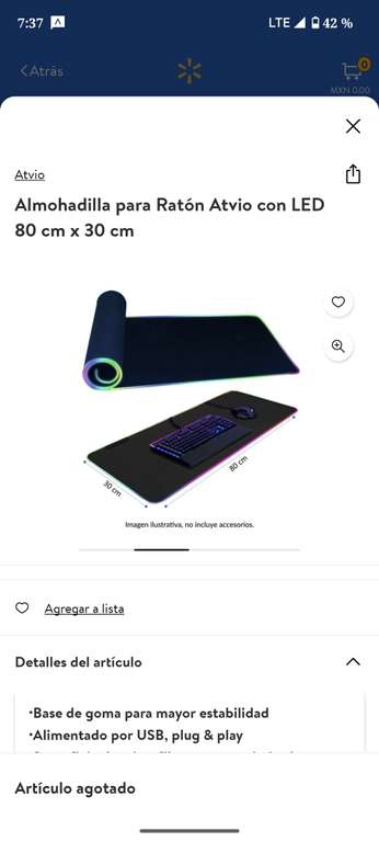 Walmart: Almohadilla LED para ratón Atvio - Apodaca, N.L. 
