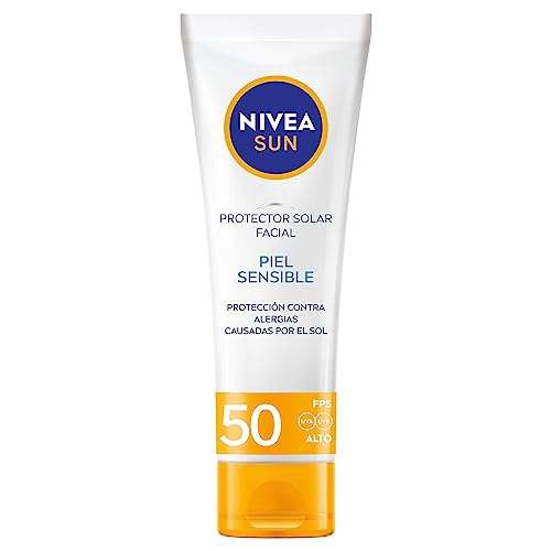 Amazon: NIVEA SUN Protector Solar Facial para Piel Sensible (50 ml), Libre de Aroma con FPS 50 | Planea y Ahorra, envío gratis con Prime 
