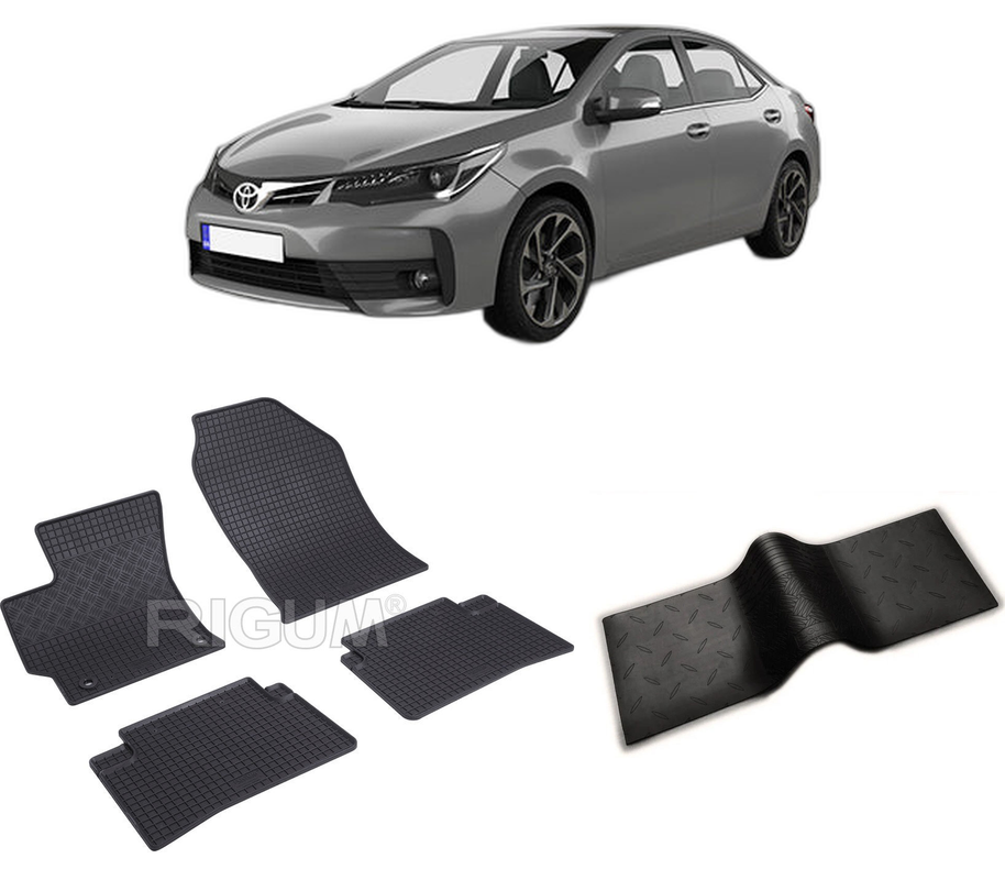 Set covorase auto TOYOTA COROLLA XII E210 din 03.2019-PREZENT, cu covoras tunel median, CAROSERIE SEDAN, Presuri cauciuc 100%, compatibil cu autoturismul TOYOTA COROLLA XII E210, Rigum