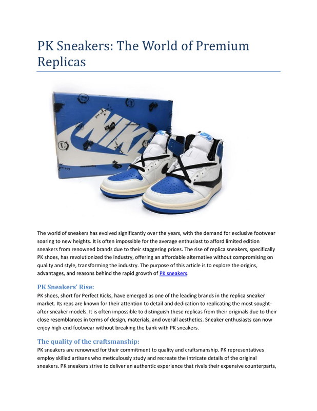 PK Sneakers The World of Premium Replicas