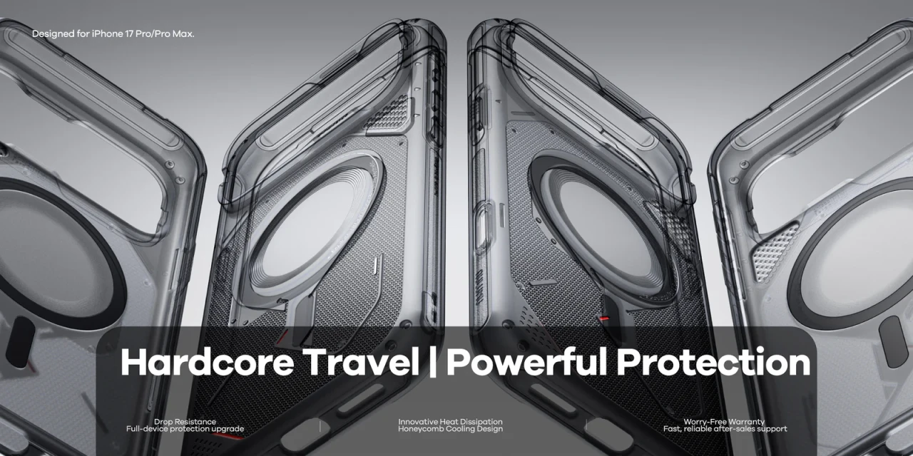 Husa pentru iPhone 17 Pro Max, Aulumu A17 Rugged Outdoor, TPU Rezistent, Compatibila MagSafe, Ventilatie pentru Disipare Caldura, Margini Intarite, Cadrul Camerei Ridicat, Design Rezistent la Socuri, Protectie Maxima, Negru/Gri 1 085e6082 de42 4134 b73d bc87d9b9b6ff
