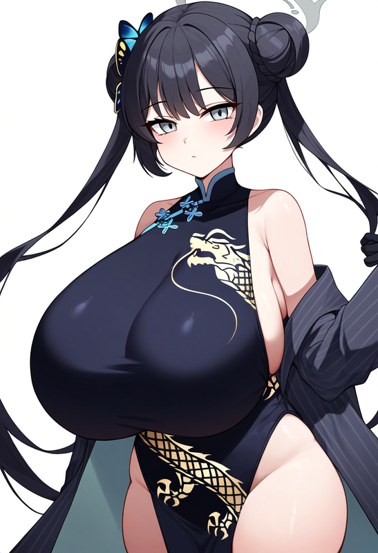 depth of field, 1girl, kisaki (blue archive), {{gigantic breasts}}, petite, blue s-4000176613