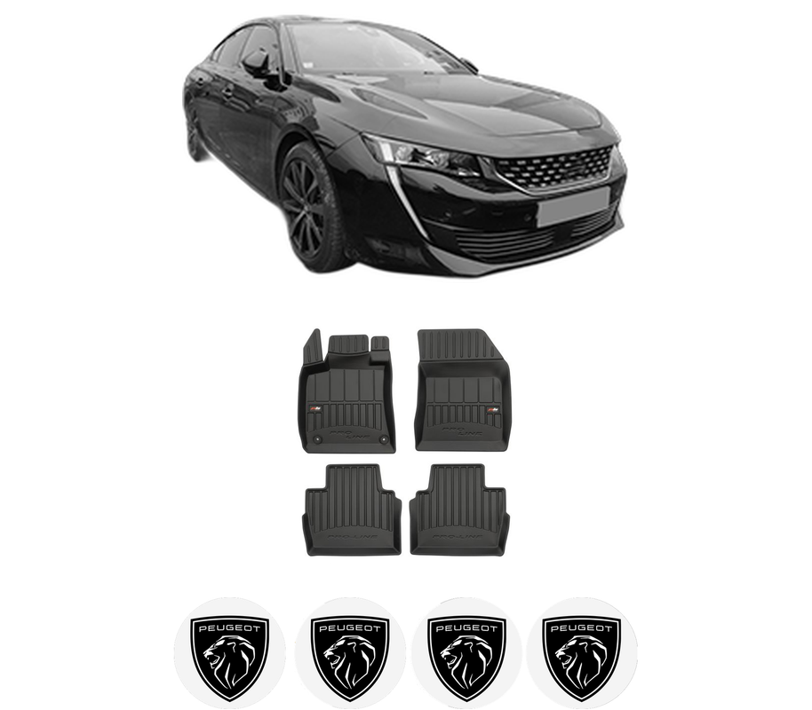 Set covorase presuri PEUGEOT 508 II (FB_, FH_, F3_) din 2018-2019, auto, din cauciuc thermoplastic, 4 Stickere auto cu PEUGEOT