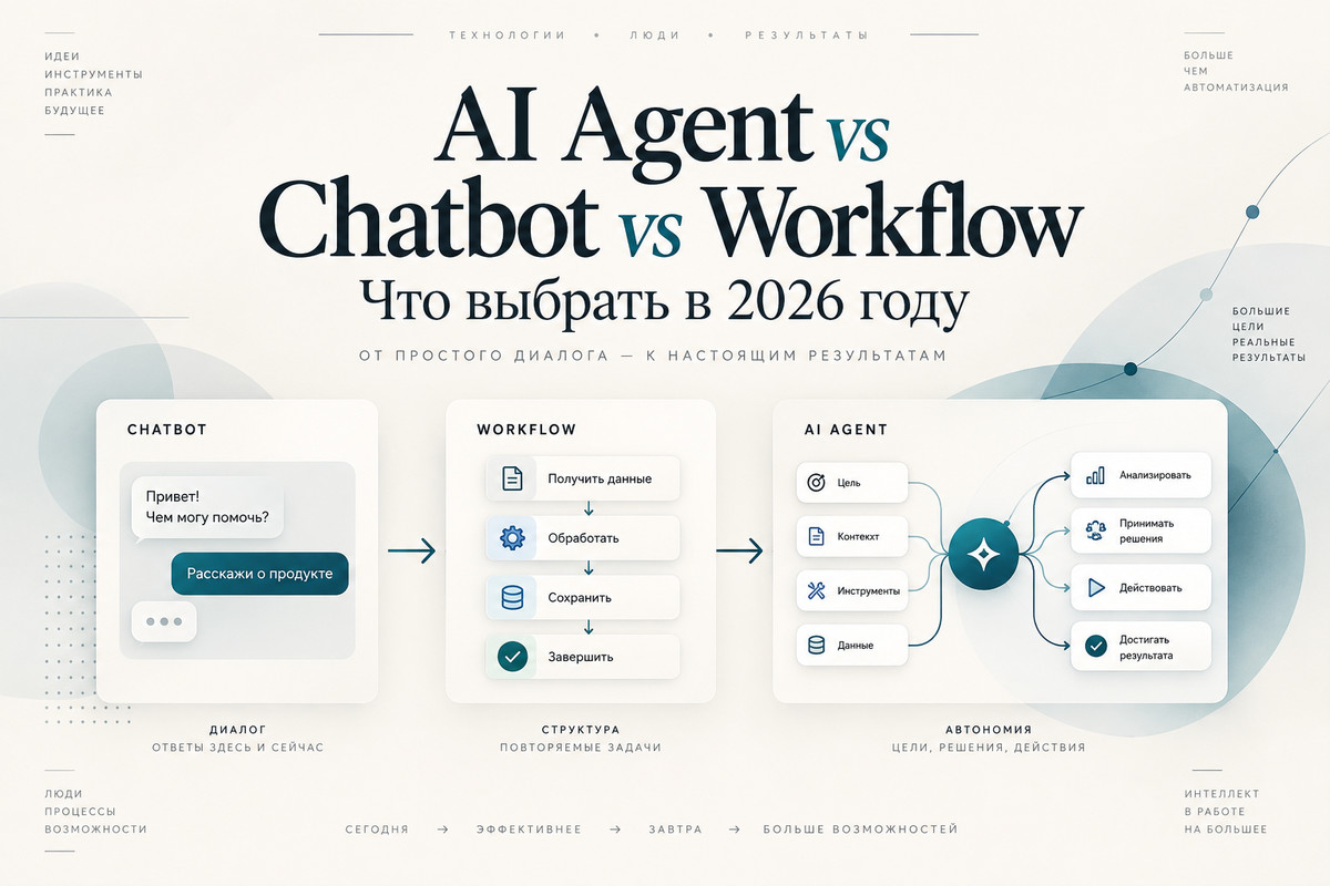 AI Agent vs Chatbot vs Workflow — что выбрать в 2026 году