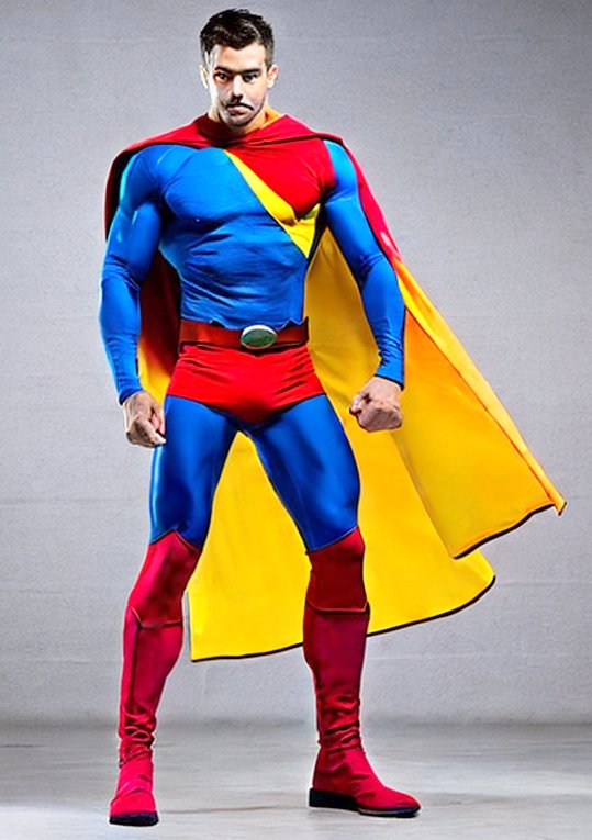 Magnetman (Earl Garvey) red top, blue tights, yellow cape
