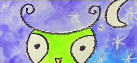 Art for Kids: Drawing and Watercolor Painting a Night Owl Step by Step