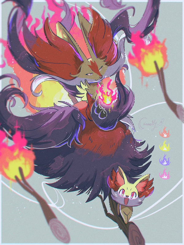 fennekin-delphox-and-mega-delphox-pokemo