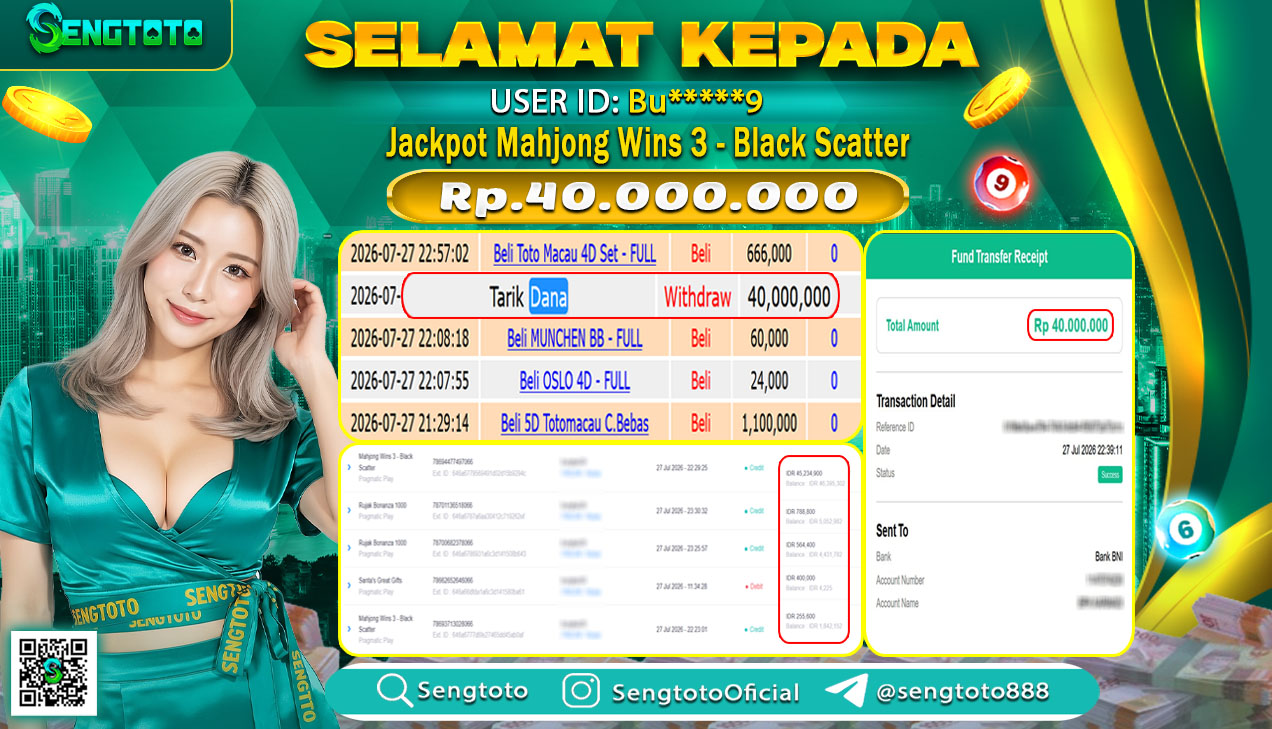 BUKTI PEMBAYARAN SLOT MAHJONG WINS 3- BLACK SCATTER