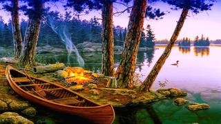  Thơ hoạ Nguyễn Thành Sáng & Tam Muội (1382) Romantic-background-lake-trees-boat-fire-915x515