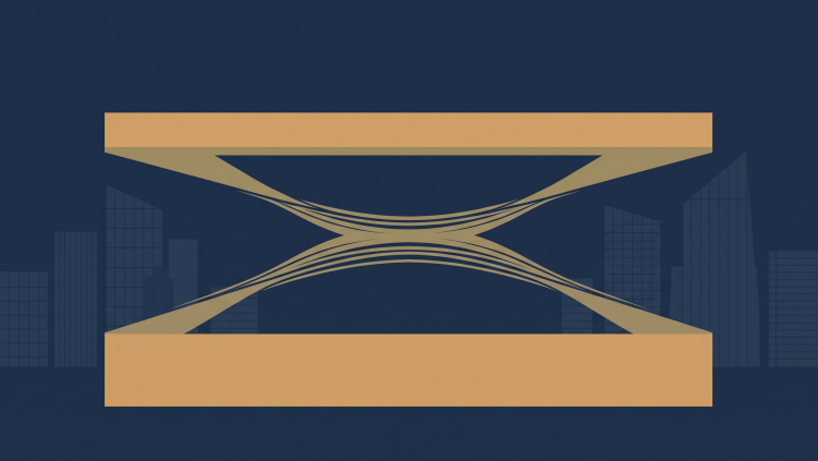 Hourglass diagram showing strong top and bottom layers with a narrow middle — representing the structural leadership gap in GCC organisations
