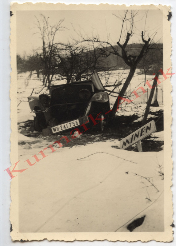 Foto Wehrmacht LKW PKW Auto Kübel crash im Minen