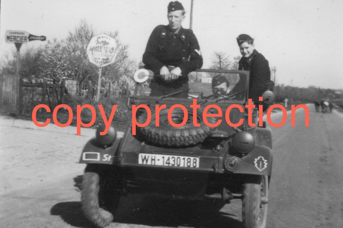 Orig. Foto VW82 Kübelwagen Frankreich 1943 1.Panzer-Division Ren