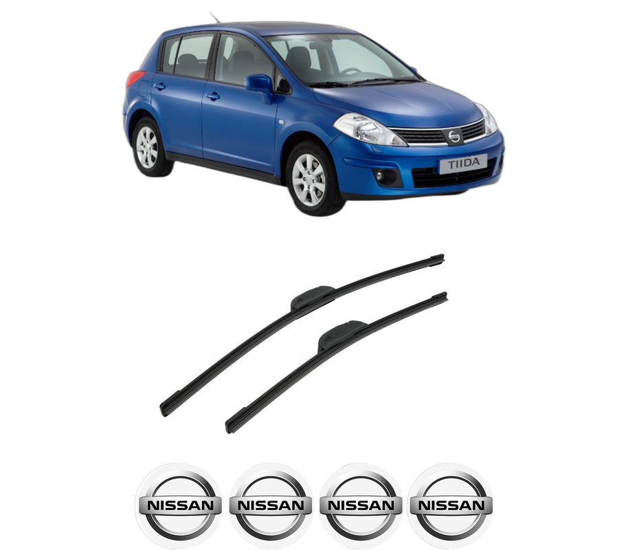Set stergatoare auto NISSAN TIIDA Hatchback (C11) din 2004-2013, pentru parbriz auto, 2 bucati, Bosch Aerotwin Retrofit, din cauciuc siliconat rezistent, 4 Stickere Auto NISSAN