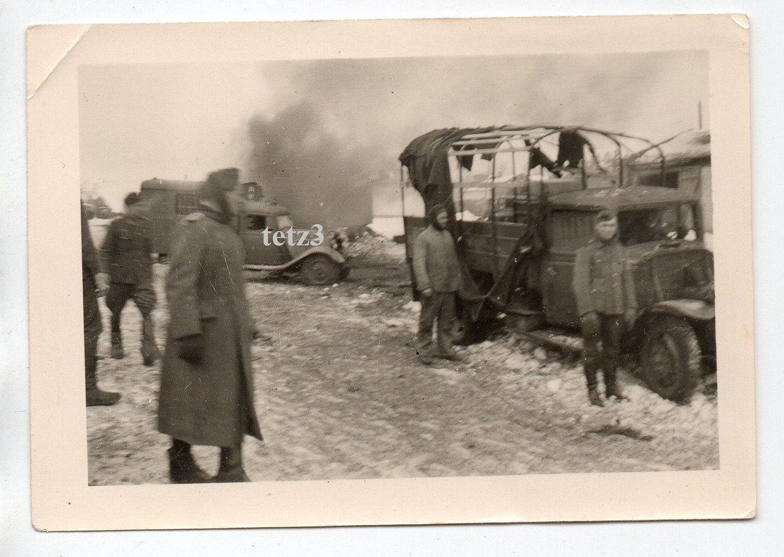 Russland 1941 Kampf Angriff Feuer brennender LKW SDkfz Kämpfer