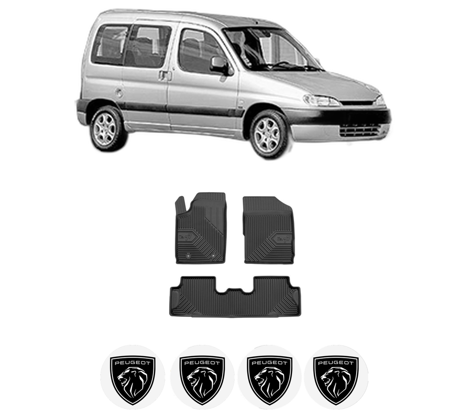 Set covorase presuri PEUGEOT PARTNER MPV (5_, G_) din 1996-2015, auto, din cauciuc thermoplastic, 4 Stickere auto cu PEUGEOT
