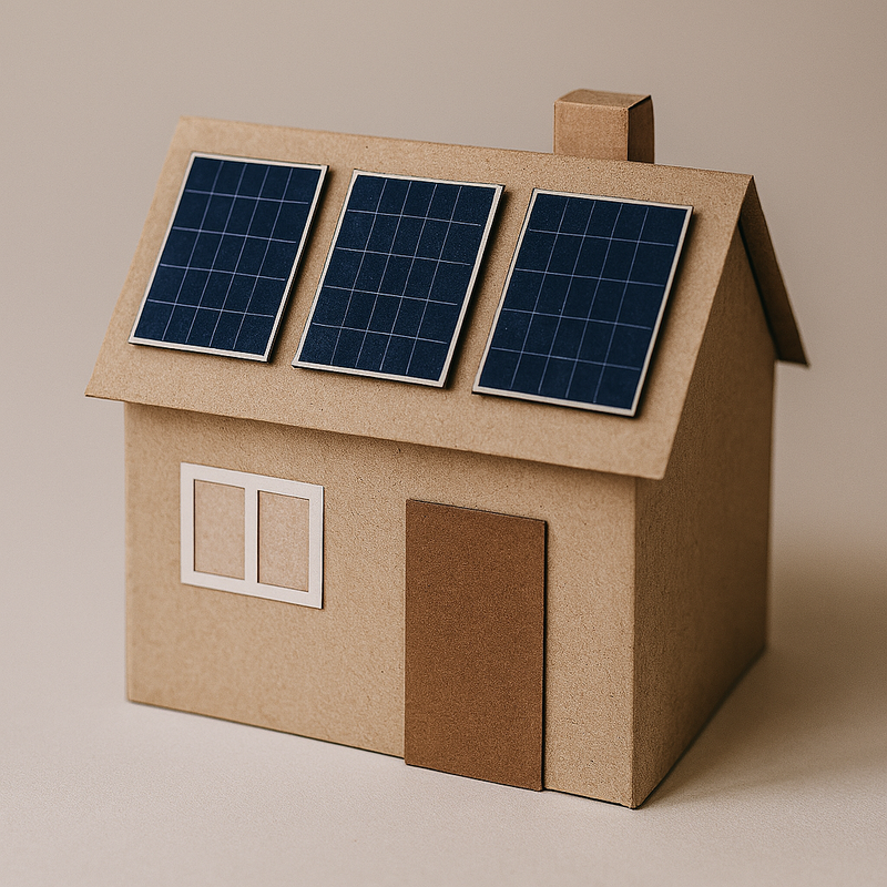 Foto di una casa di cartone con il fotovoltaico