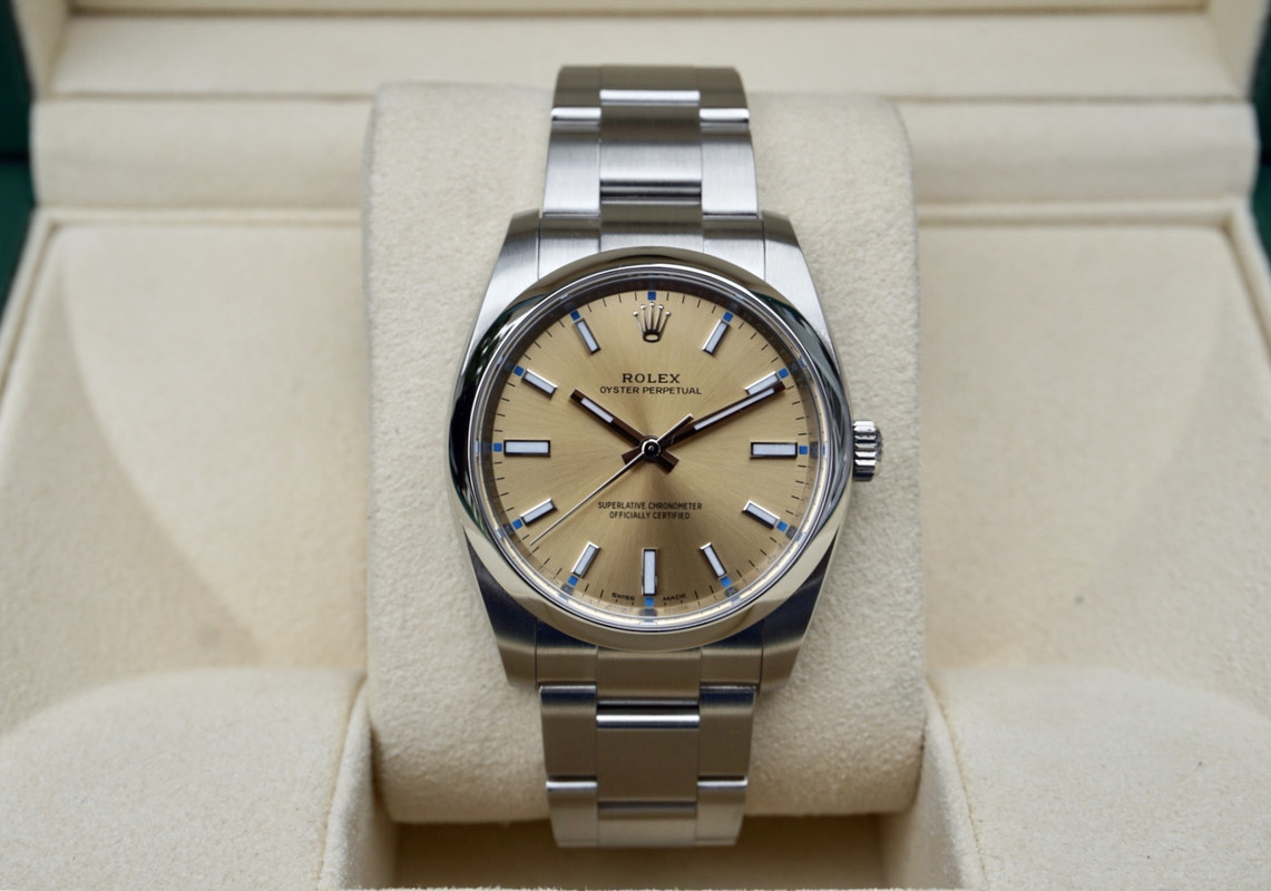 Rolex oyster perpetual clearance champagne