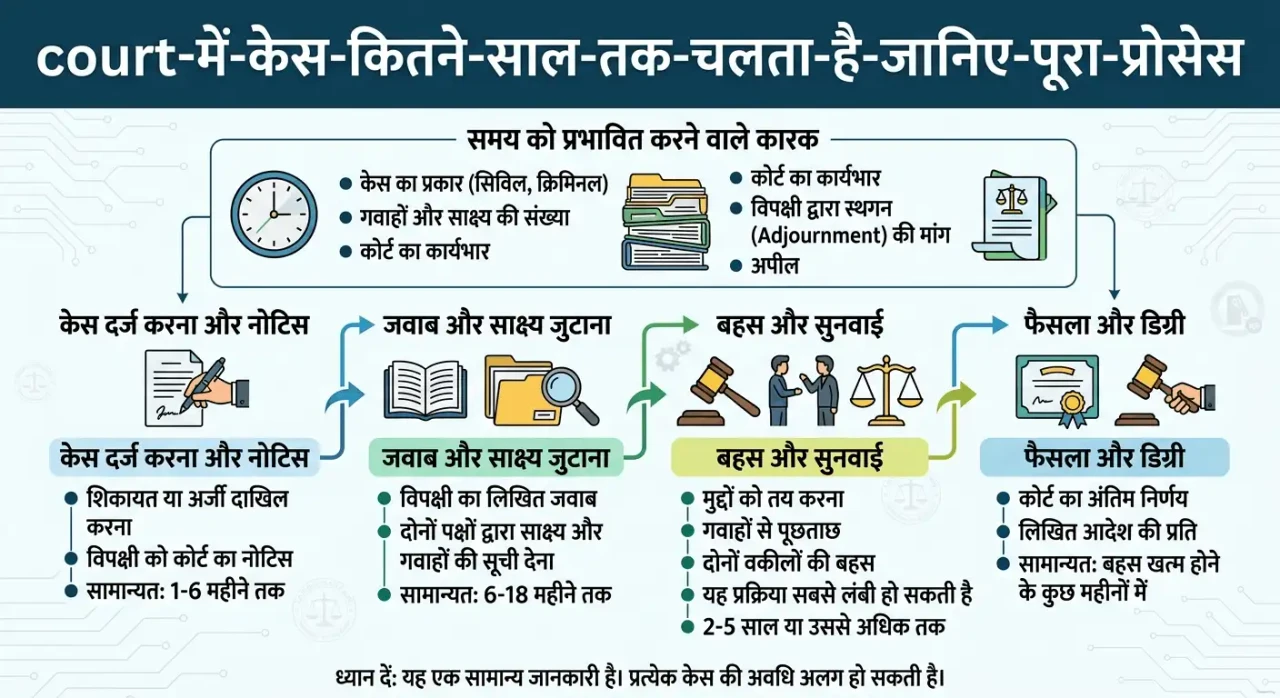 कोर्ट में केस कितने साल तक चलता है? जानिए पूरा प्रोसेस