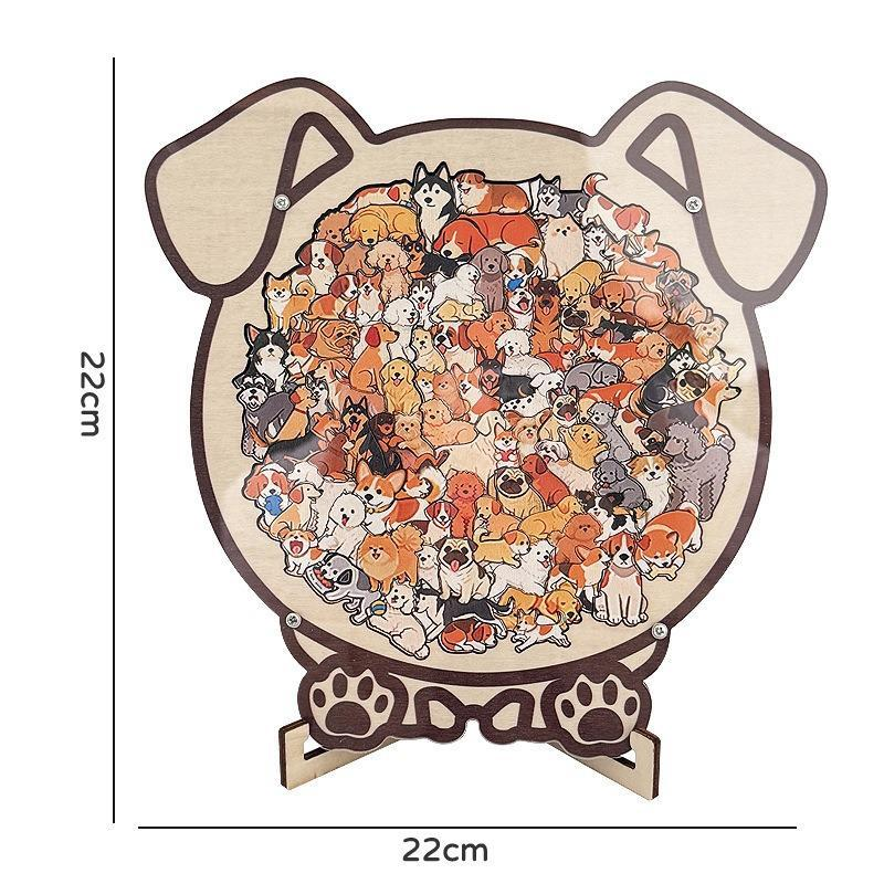 ​Colorful puppy Collection Puzzle - Irregular Shaped Jigsaw with Adorable Kitten Pieces, Stacking Display Stand - Cute Home Decor & Brain Teaser for Ages 6+ - Unique Gift for puppy Lovers