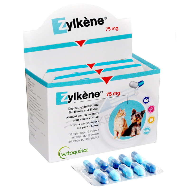 Vetoquinol Zylkene 75mg for Dogs & Cats Stress Anxiety Relief Food