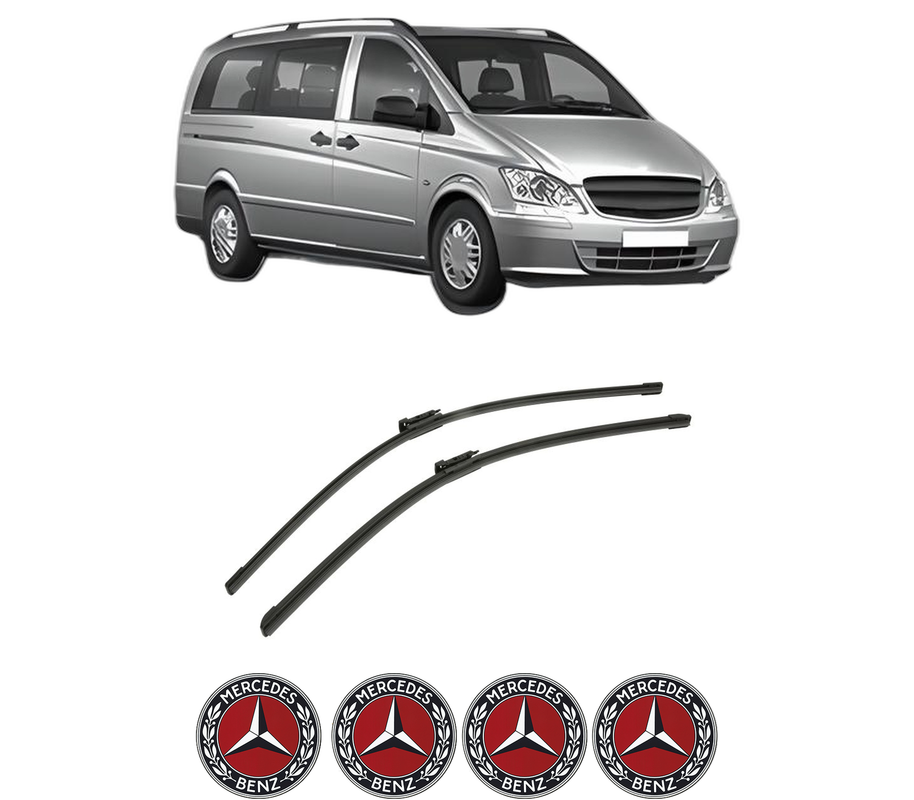 Set stergatoare auto MERCEDES-BENZ VITO Bus (W639) din 2003-2014, pentru parbriz auto, 2 bucati, Bosch Aerotwin, din cauciuc siliconat rezistent, 4 Stickere Auto MERCEDES-BENZ