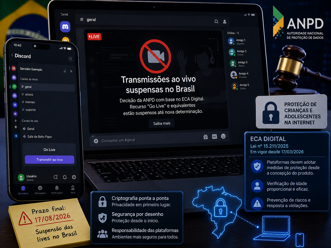 ANPD manda Discord suspender lives no Brasil; empresa contesta ordem e pede mais prazo