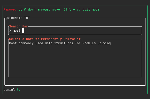 Example of the remove mode