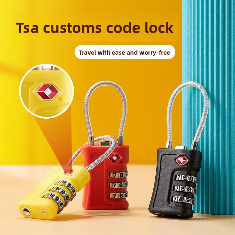 Orange-red TSA Approved Cable Combination Padlock 3-Digit Security Lock for Travel Luggage Suitcase Gym Lockers Durable Steel Wire global Travel Essential