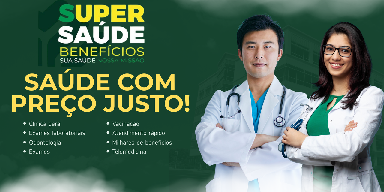 Banner da clínica médica moderno em azul e branco.