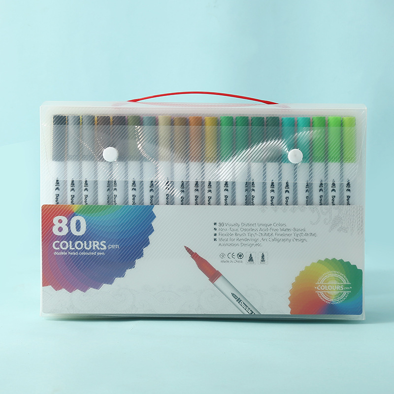 White 80 COLOURS Dual-Tip Watercolor Marker Set - Colors Washable Art Pens with Brush & Fine Tips for Students & Artists