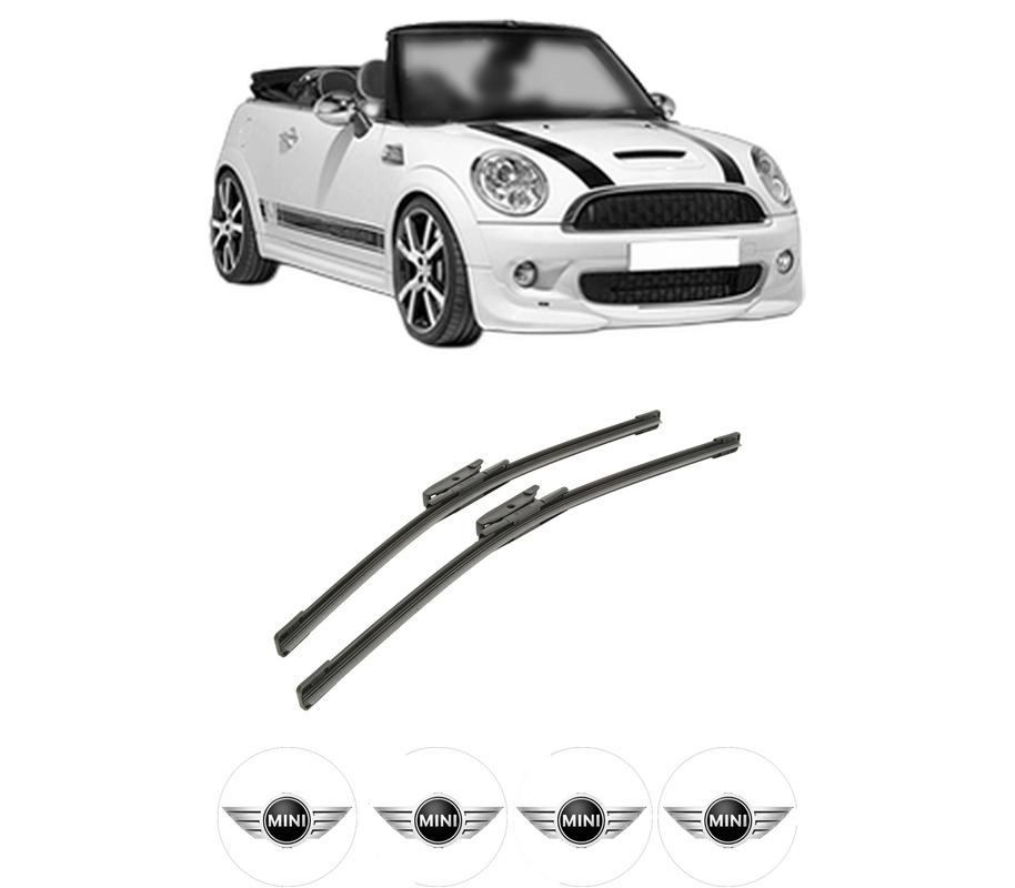 Set stergatoare auto MINI MINI Convertible (R57) din 2007-2015, pentru parbriz auto, 2 bucati, Bosch Aerotwin, din cauciuc siliconat rezistent, 4 Stickere Auto MINI