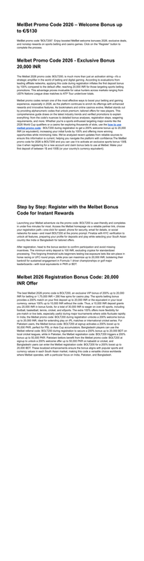 Melbet No Deposit Code BOLT200 Needs Deposit