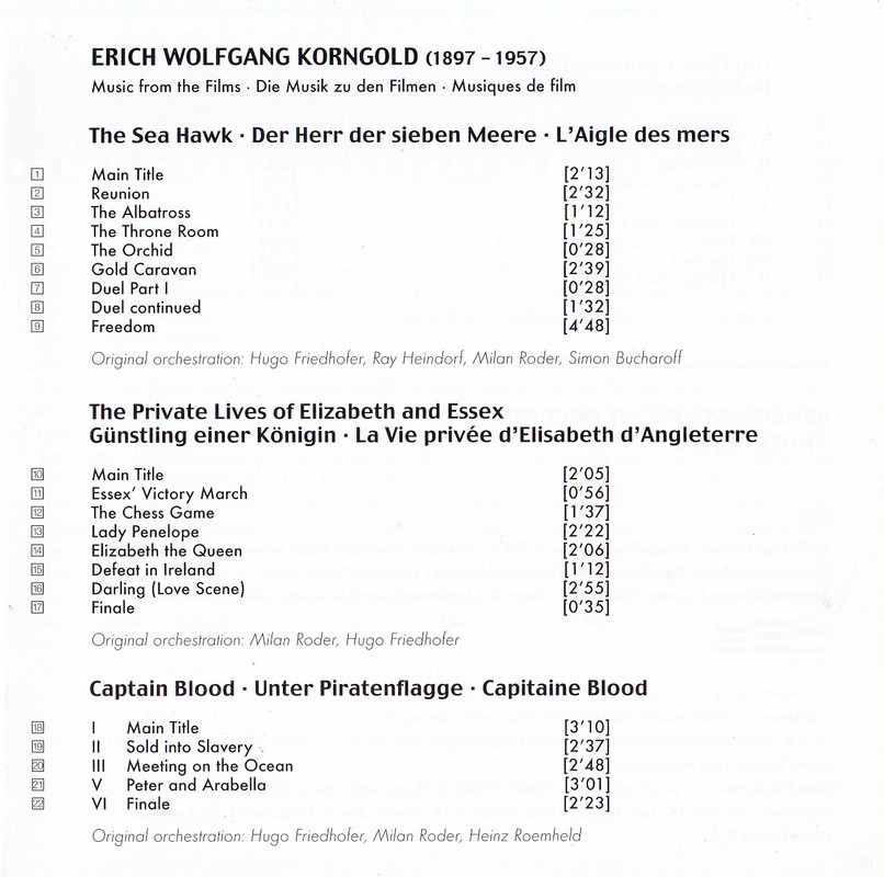 Portada - Korngold. Música para el Cine de la Warner Bros. André Previn. Orquesta Sinfónica de Londres (2001) FLAC+MP3