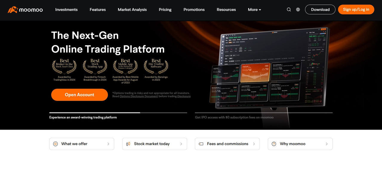 Moomoo japan fintech trading platform with advanced charting tools.