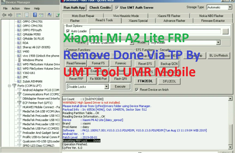 Xiaomi Mi A2 Lite Frp Remove Done Via Tp By Umt Tool Gsm Forum