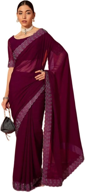 Women's Chiffon Saree Traditional Festival Wear