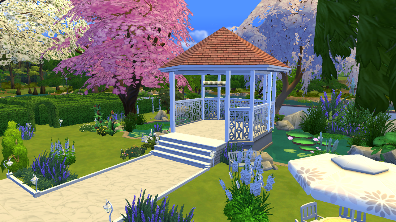 Hellohello: Domy (TS4) Magnolia-Garden-Park-47