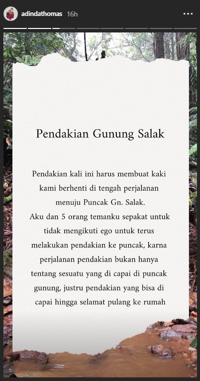 Screencapture Instastory Adinda Thomas (Instagram/adindathomas)